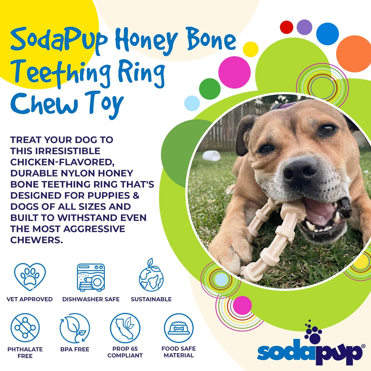 Honey Bone Chicken Flavored Ring Ultra Durable Chew Toy