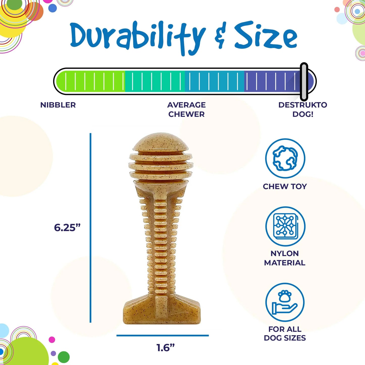 Honey Bone Dental Tower Ultra Durable Nylon Chew Toy - Large