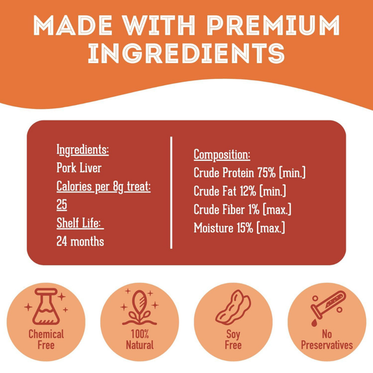 Pork Liver Dehydrated Pet Treats: High-Protein & Omega-3