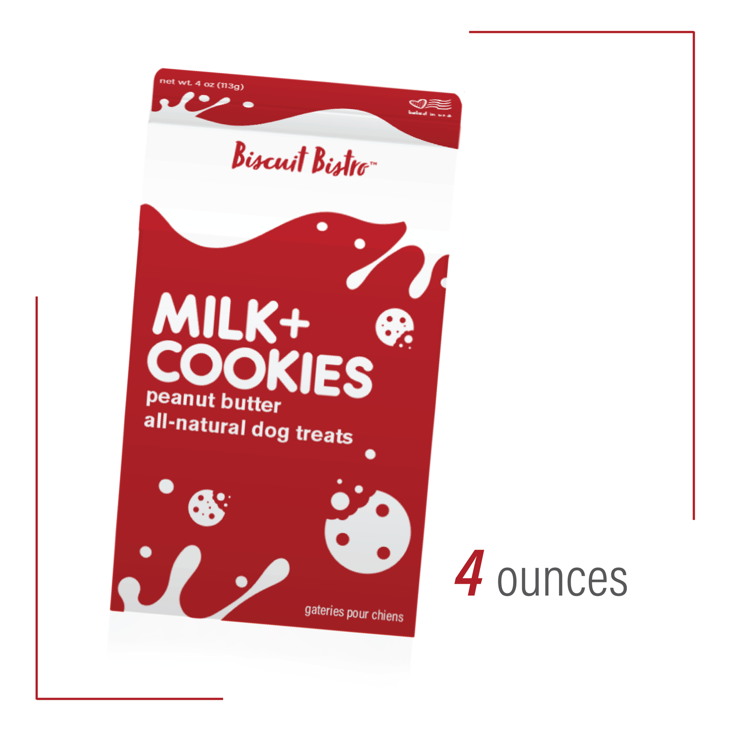 Milk + Cookies - Peanut Butter Dog Treats - 4 oz