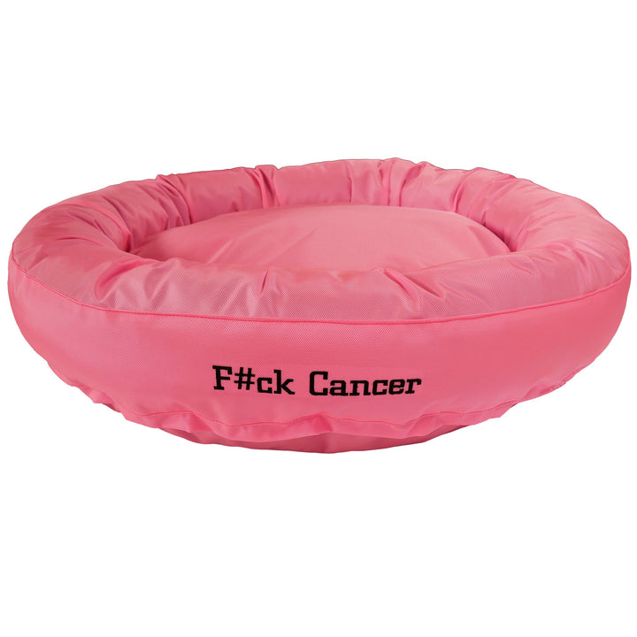 Dog Bed - Round Bolstered Armor™ 'F#ck Cancer'
