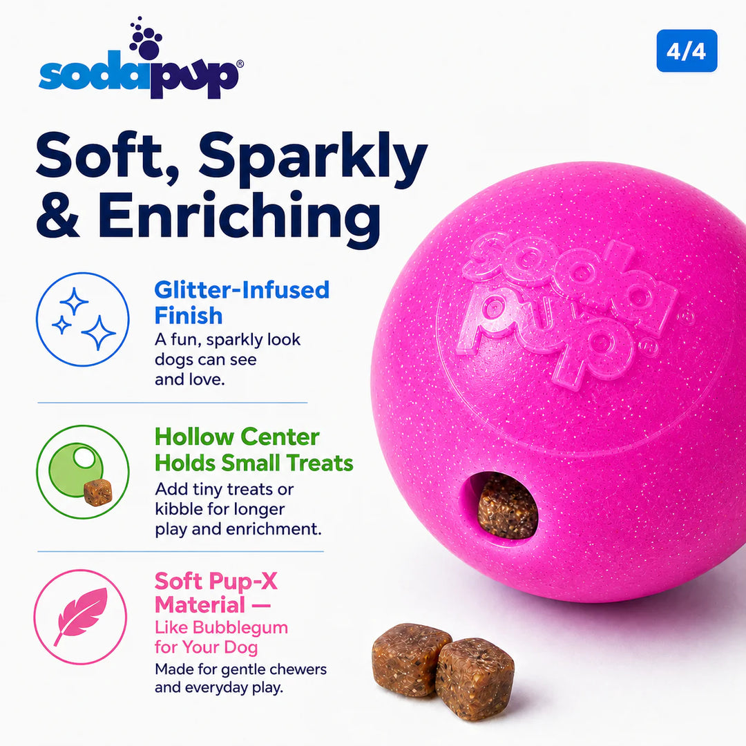 Glitter Ball | Soft PUP-X Rubber Floating Fetch Ball with Treat Dispenser