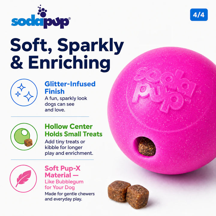 Glitter Ball | Soft PUP-X Rubber Floating Fetch Ball with Treat Dispenser